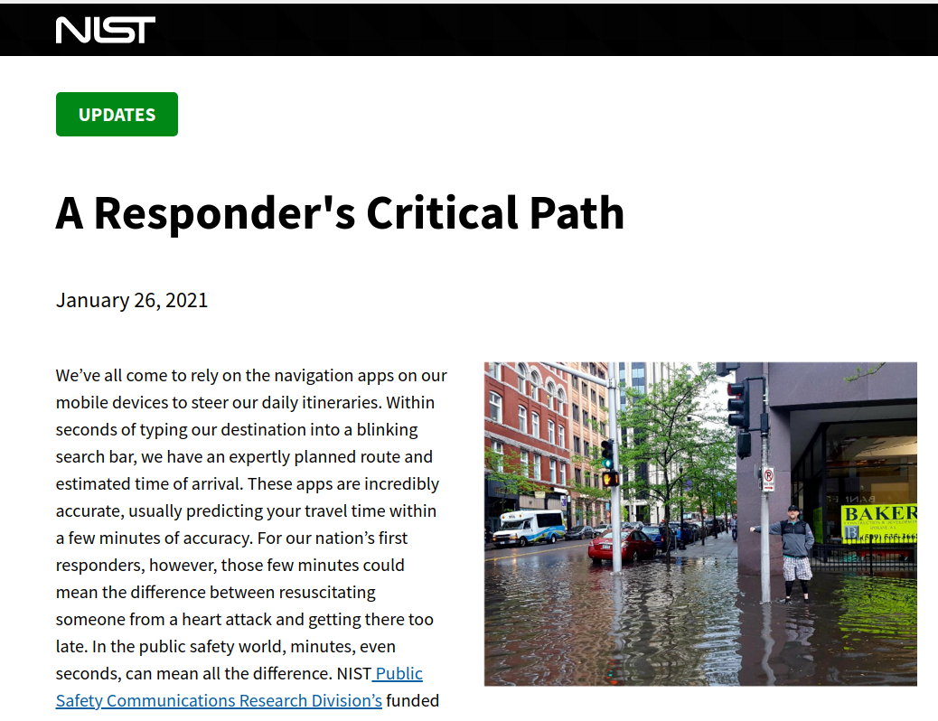 NIST Article: A Responder's Critical Path